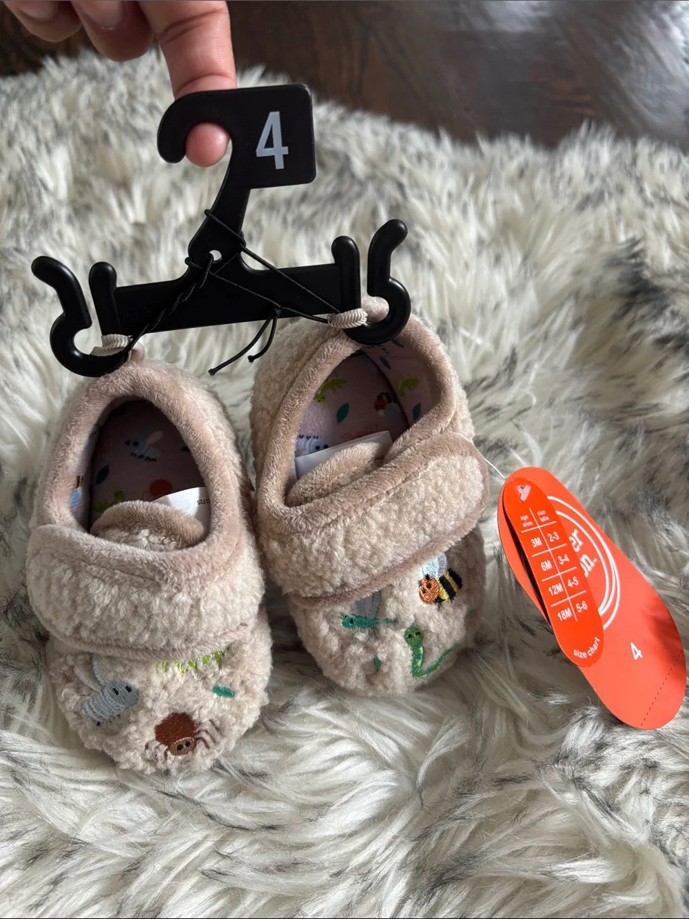 NWT Baby Boy Plush Bugs Slip-On Shoes Size 4